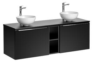 Comad Kúpeľňová skrinka s doskovými umývadlami set Santa Fe Black 140 čierna