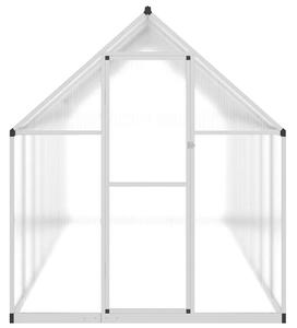 Skleník so základovým rámom strieborný 445x169x195 cm hliník
