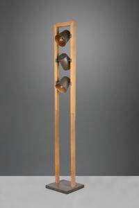 Trio 401900367 stojaca lampa Bell 3x25W | E14 - nožný vypínač, antický nikel, drevo