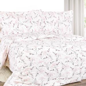 Goldea krepové posteľné obliečky - vzor 934 japonské kvety na bielom 140 x 200 a 70 x 90 cm