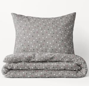 Goldea krepové posteľné obliečky - vzor 948 farebné bodky na tmavo sivom 140 x 200 a 70 x 90 cm