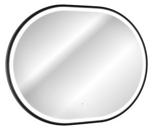 Comad Závesné zrkadlo s LED osvetlením Apollo 2 Black 90x70 cm s pohybovým senzorom, čierna