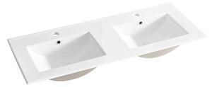 Comad Nábytkové keramické dvojumývadlo UM-8003-LAVA 120D -DP, 121x46 cm, biela lesklá