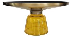 Stolík na fľaše žlto-zlatý set na sklenenej nohe 75/37 cm