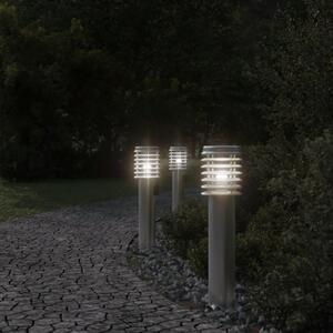 Vonkajšie stojace lampy zásuvka 3 ks strieborné 60cm nehr. oceľ