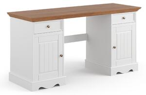 Písací stôl, borovica, farba biela - dub, séria Belluno Elegante