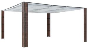 Polyratanový altánok so strechou 400x400x200 cm hnedo-krémový