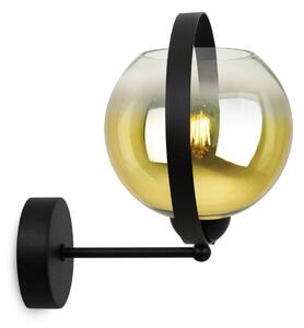 Nástenné svietidlo Bergen Gold Ring, 1x zlaté/transparentné sklenené tienidlo (fi 15cm)