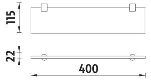 Nimco Polica bez ohrádky, 40 cm BORMO čierna - BRC 11091B-40-90