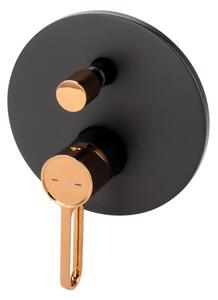 F-Design Zaffiro, podomietková 2-výstupová vaňová/sprchová batéria, čierna matná-ružové zlato, FD1-ZFR-7P-25