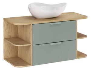 Comad Kúpeľňová skrinka s doskovými umývadlami set Aster Green 100 biela/dub cremona