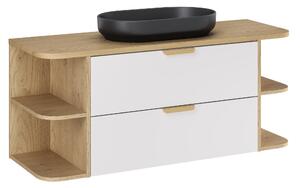 Comad Kúpeľňová skrinka s doskovým umývadlom set Aster White 120 biela/dub cremona