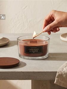 Sinsay - Vonná sviečka s dreveným knôtom Chocolate & Orange - hnedá