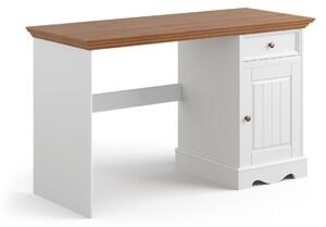 Písací stôl jednoduchý, borovica, farba biela - dub, séria Belluno Elegante