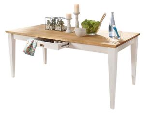 Stôl, borovica, farba biela - dub, séria Marone, rozmer 90 x 180 cm