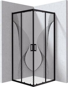 Deante Štvorcový sprchový kút Funkia Evo 90x90 cm, vzor vlna - KYC NB99P, čierna mat - bez vaničky