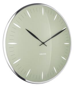 Zelené sklenené nástenné hodiny Karlsson Leaf, ø 40 cm