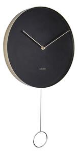 Čierne nástenné kyvadlové hodiny Karlsson Pendulum, ø 34 cm
