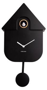 Čierne nástenné kyvadlové hodiny Karlsson Modern Cuckoo, 21,5 x 41,5 cm