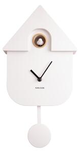 Biele nástenné kyvadlové hodiny Karlsson Modern Cuckoo, 21,5 x 41,5 cm