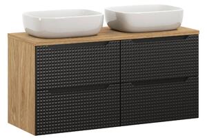 Comad Kúpeľňová skrinka s doskovými umývadlami set Luxor Black 120 čierna/dub olejovaný