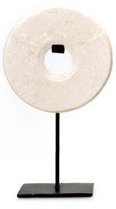 BAZAR BIZAR The Marble Disc on Stand - White - S stojacia dekorácia