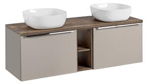 Comad Kúpeľňová skrinka s doskovými umývadlami set Santa Fe Taupe 140 sivohnedá/dub santa fe