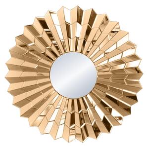 ARTEHOME Okrúhle zrkadlo vo vejárovom ráme v zlatej farbe 90x90 cm