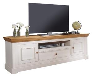 TV stolík veľký, borovica, farba biela - dub, séria Marone