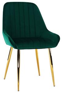 Jedálenská stolička Perlia - smaragdová (Velvet) / zlatá