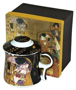 Porcelánová šálka na čaj so sitkom Gustav Klimt čierna