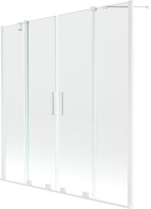 Mexen Velar Duo, 2-krídlová posuvná vaňová zástena 150 x 150 cm, 8mm číre sklo, biely profil, 896-150-000-02-20