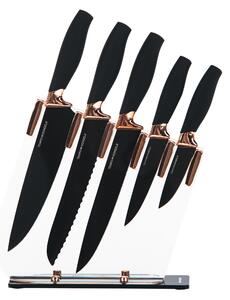 KONDELA Sada nožov v stojane, 6 ks, čierna, MALIKA