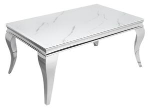 Dizajnový konferenčný stôl Rococo 100 cm strieborný - mramor