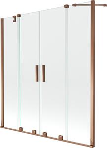 Mexen Velar Duo, 2-krídlová posuvná vaňová zástena 160 x 150 cm, 8mm číre sklo, ružové zlato profil, 896-160-000-02-60