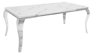 Dizajnový jedálenský stôl Rococo 180 cm strieborný - mramor
