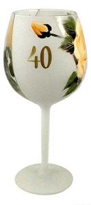 Výročný pohár na víno 40 ruža biely