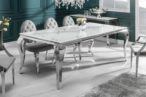 Dizajnový jedálenský stôl Rococo 180 cm strieborný - mramor