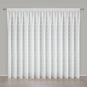 Dekorstudio Záclona XENIA s béžovou výšivkou a riasiacou páskou 400x270cm - biela