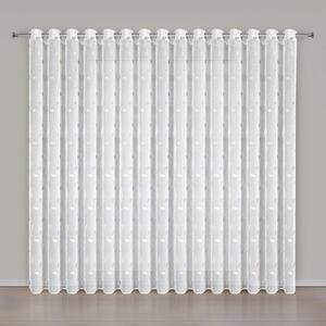 Dekorstudio Záclona TEYLOR s béžovou výšivkou na dekoračných krúžkoch 400x250cm - biela