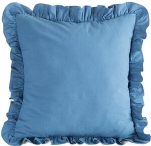 Dekorstudio Bavlnená obliečka na vankúš s volánovou lemovkou 45x45cm - tmavomodrá