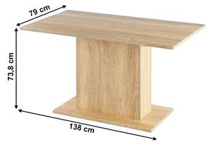 KONDELA Jedálenský stôl, dub sonoma, 138x79 cm, OLYMPA