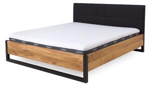 Manželská posteľ Bolzano 180x200 v kombinácii dubového masívu a kovu (niekoľko farebných variantov)