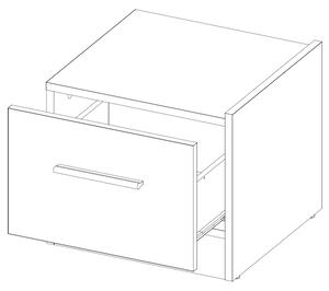 Nočný stolík DENTRO biela/dub stirling, pravé vyhotovenie