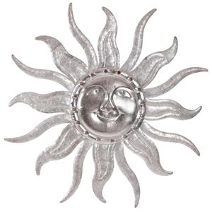 Závesná kovová dekorácia slnko strieborné 66cm