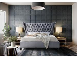 Čalúnená manželská posteľ s roštom Alesia 180 180x200 cm - sivá / wenge