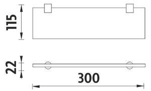Nimco Polica bez ohrádky, 30 cm BORMO čierna - BRC 11091B-30-90
