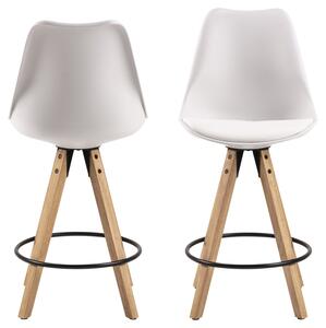 Moderná dizajnová barová stolička Nascha, biela-prírodná