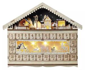 EMOS LED drevený adventný kalendár domček, 40x50cm DCWW01