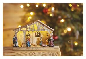 EMOS LED vianočný drevený betlehem s časovačom DCWW14